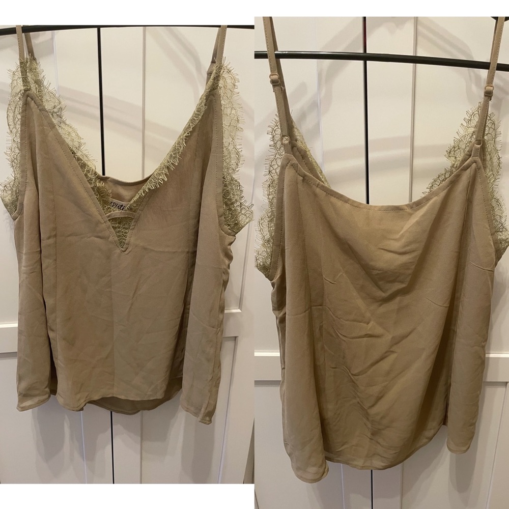 Listicle brown lace v neck tank top